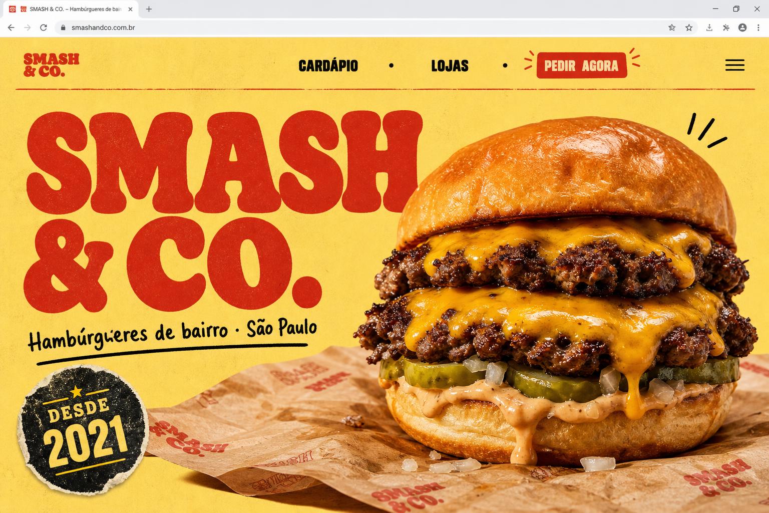 Landing page de exemplo — Smash & Co. (Hamburgueria)