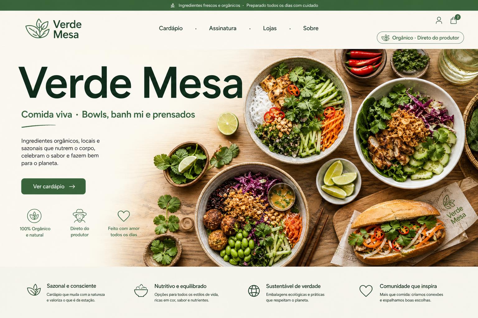 Landing page de exemplo — Verde Mesa (Comida saudável)