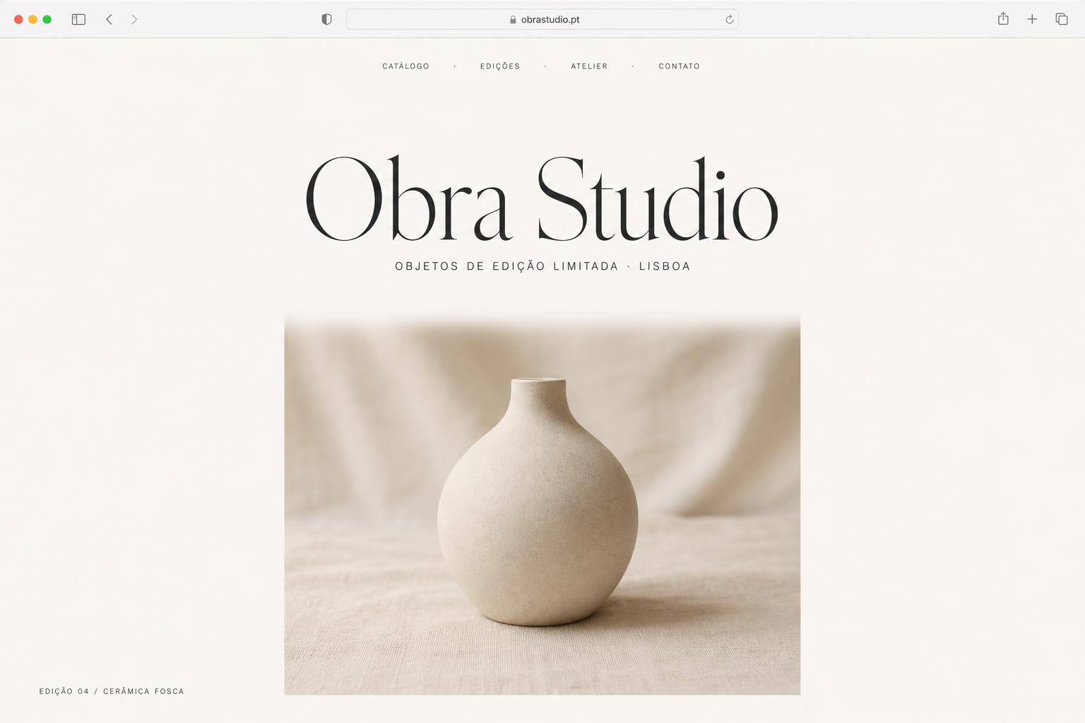 Landing page de exemplo — Obra Studio (Objetos de design)