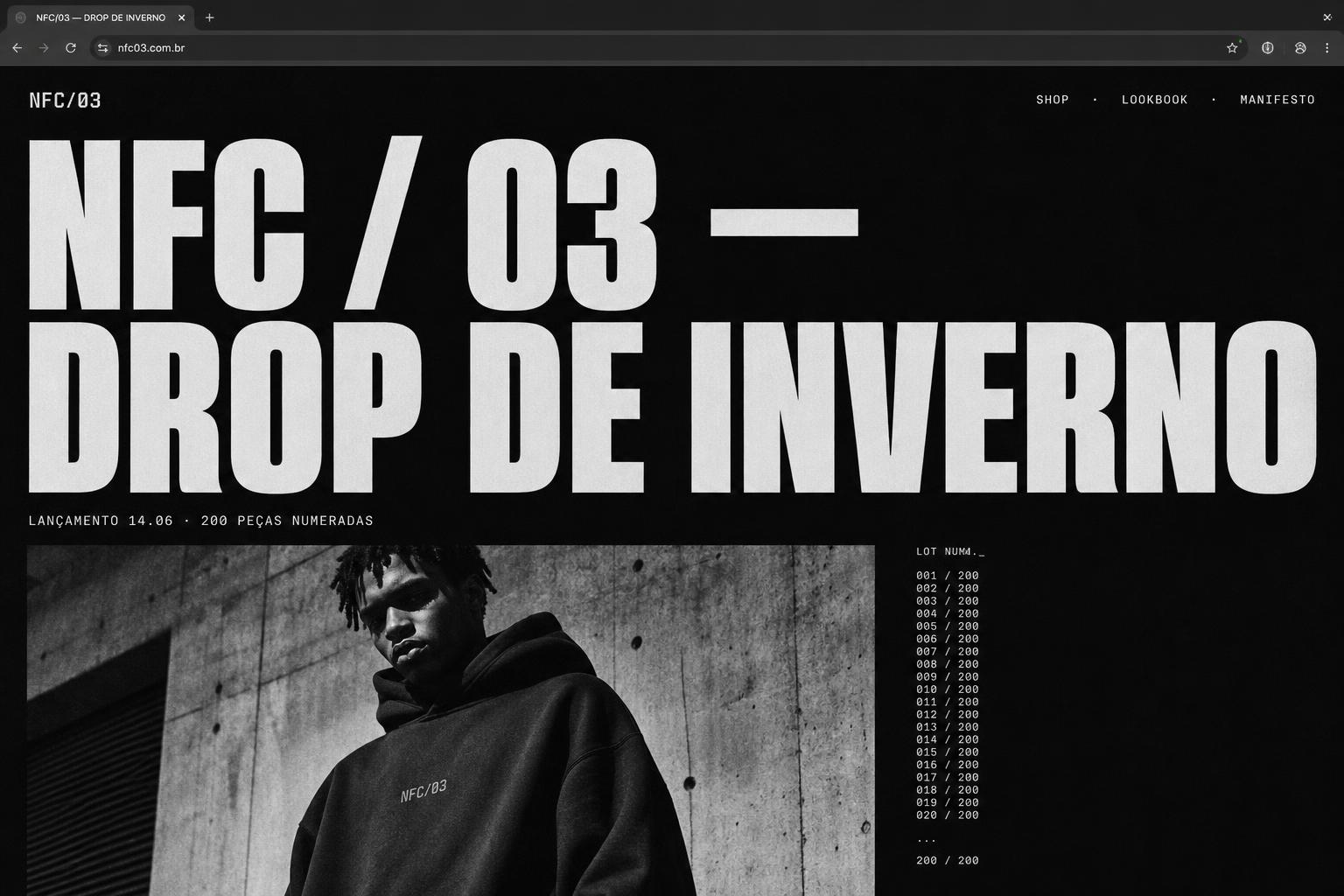 Landing page de exemplo — NFC / 03 (Streetwear)